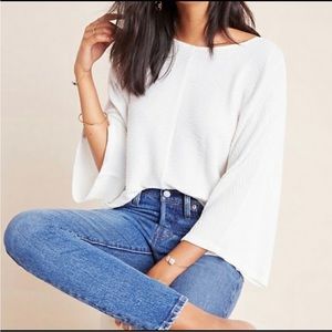 Anthropologie Maeve White Batwing Top Women’s Size Medium